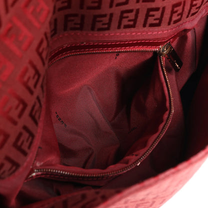 FENDI Zucchino Mamma Baguette Canvas & Leather Shoulder bag in Red 8BR001