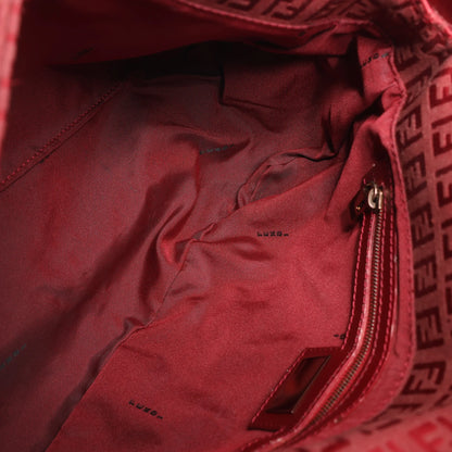 FENDI Zucchino Mamma Baguette Canvas & Leather Shoulder bag in Red 8BR001