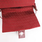FENDI Zucchino Mamma Baguette Canvas & Leather Shoulder bag in Red 8BR001