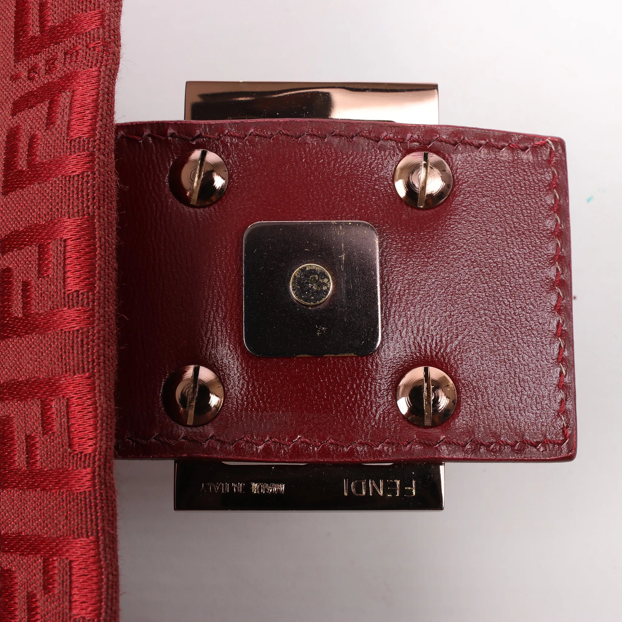 FENDI Zucchino Mamma Baguette Canvas & Leather Shoulder bag in Red 8BR001