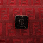 FENDI Zucchino Mamma Baguette Canvas & Leather Shoulder bag in Red 8BR001