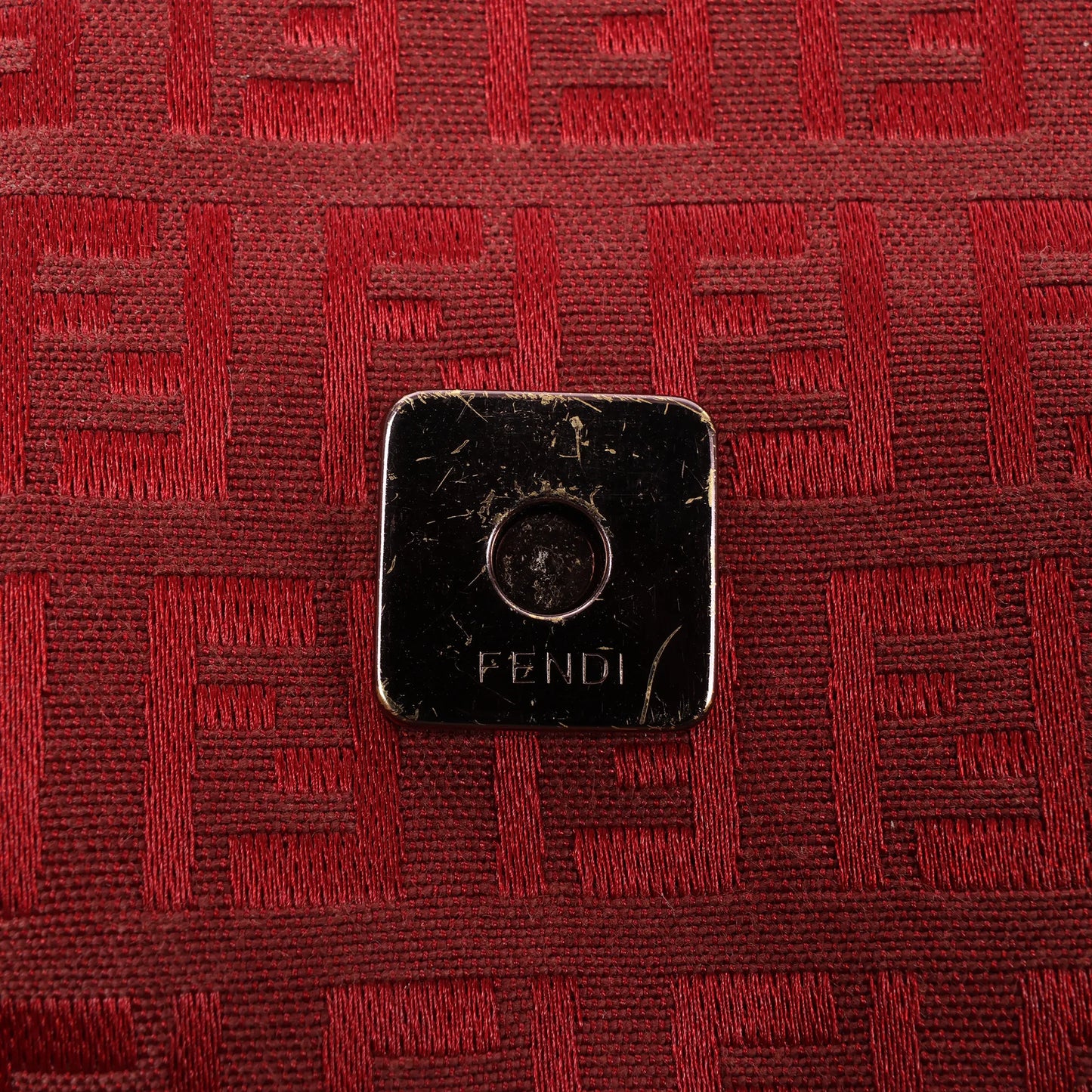 FENDI Zucchino Mamma Baguette Canvas & Leather Shoulder bag in Red 8BR001