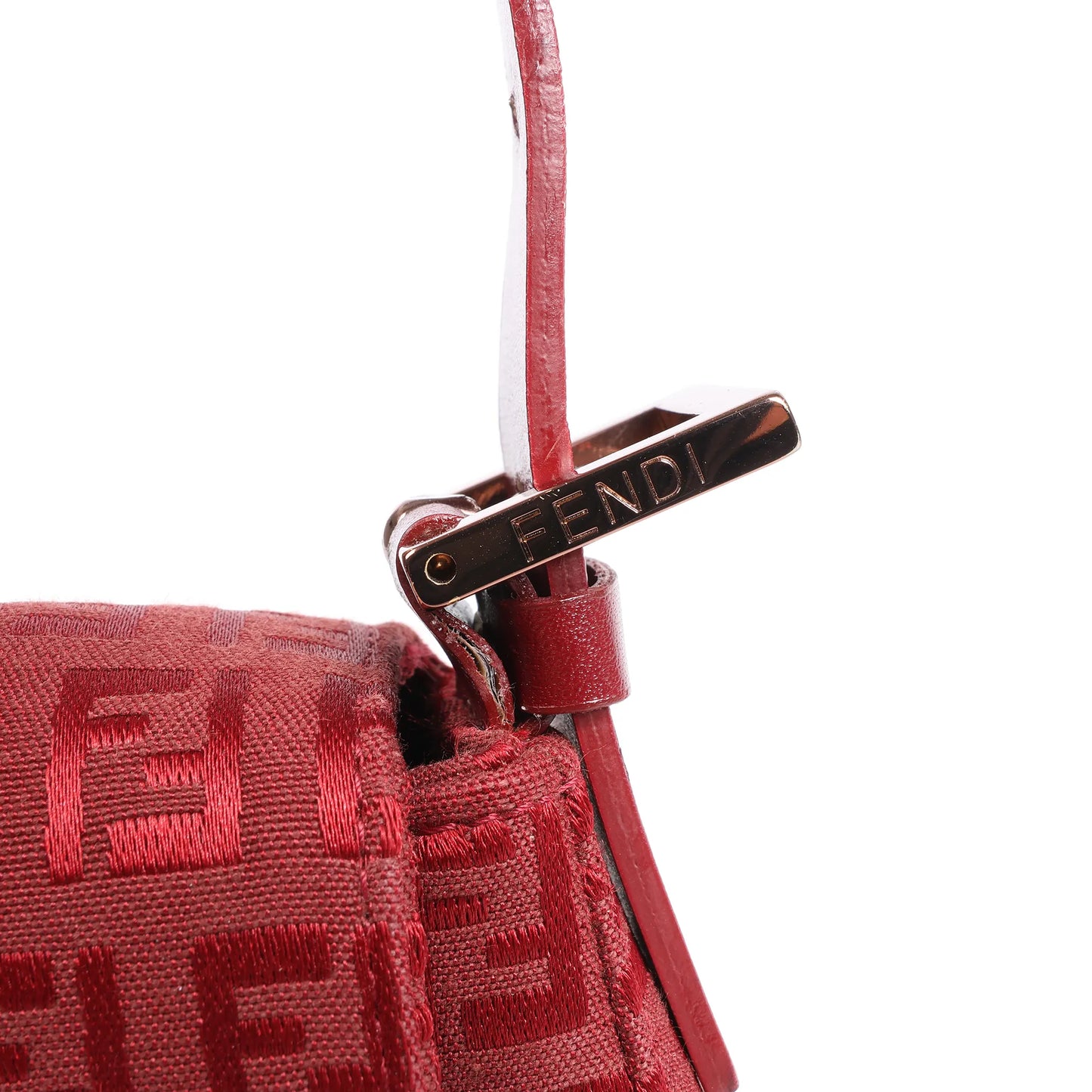 FENDI Zucchino Mamma Baguette Canvas & Leather Shoulder bag in Red 8BR001