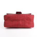FENDI Zucchino Mamma Baguette Canvas & Leather Shoulder bag in Red 8BR001