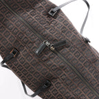 FENDI Zucchino Canvas x Leather Handbag in Brown 7VS018