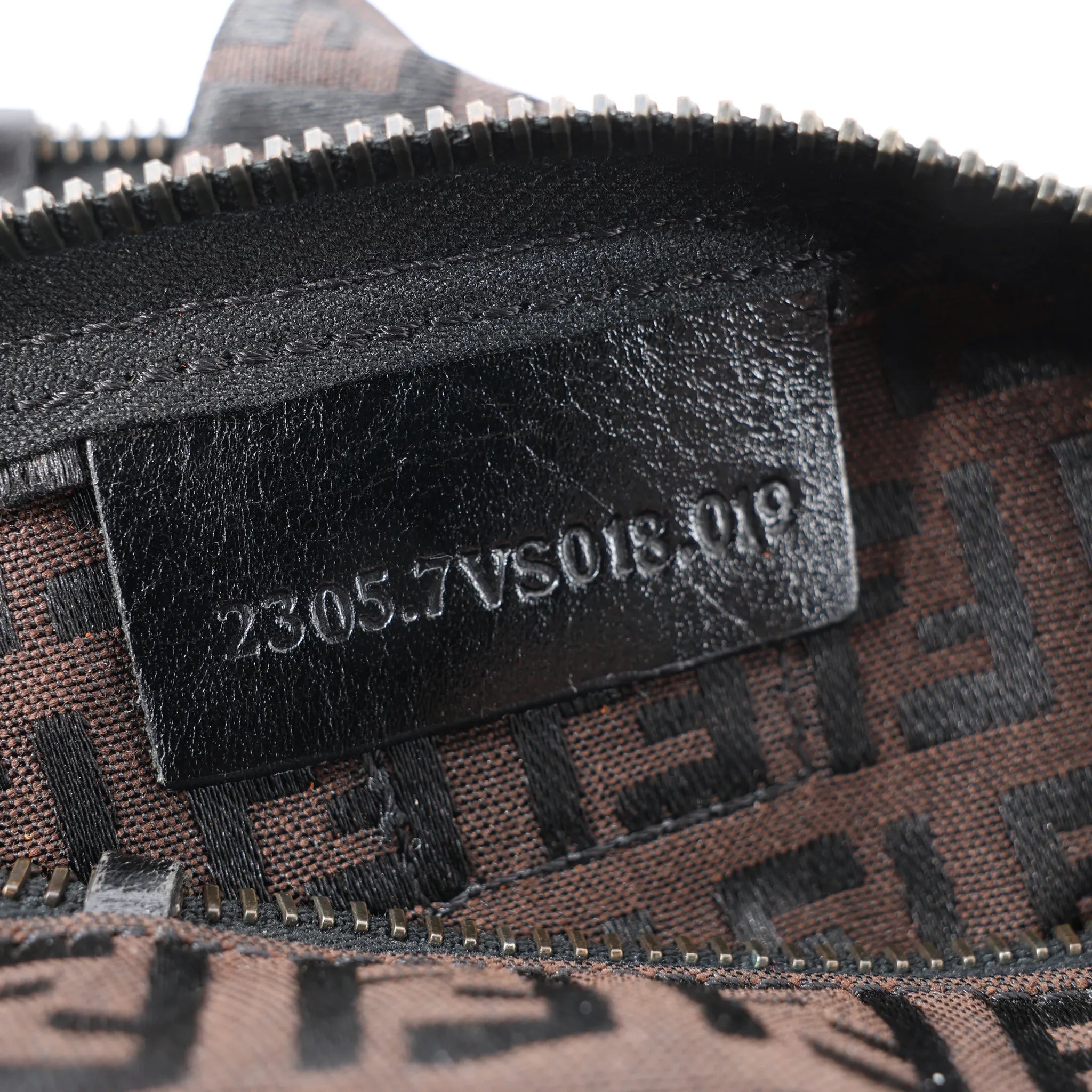 FENDI Zucchino Canvas x Leather Handbag in Brown 7VS018