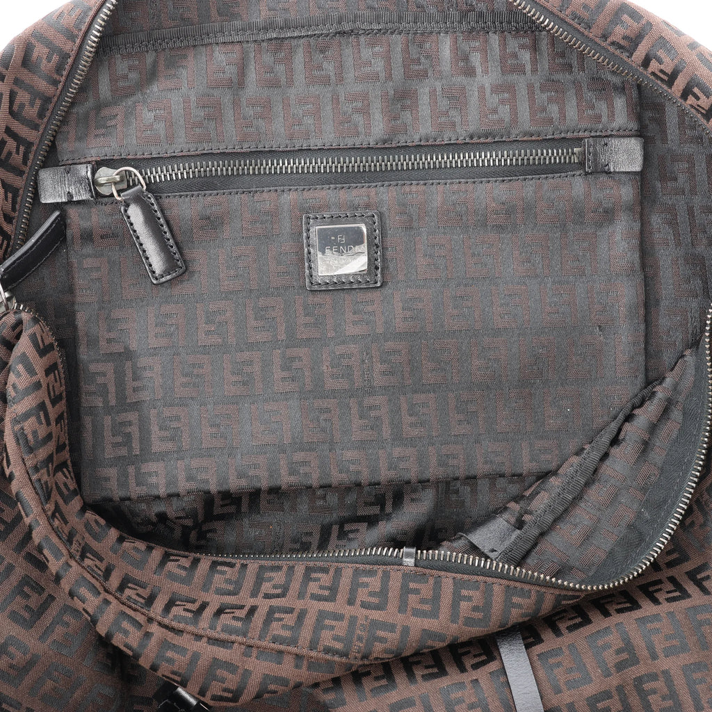 FENDI Zucchino Canvas x Leather Handbag in Brown 7VS018