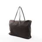 FENDI Zucchino Canvas x Leather Handbag in Brown 7VS018