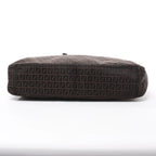 FENDI Zucchino Canvas x Leather Handbag in Brown 7VS018