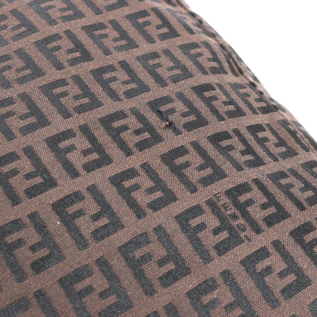 FENDI Zucchino Canvas x Leather Handbag in Brown 7VS018