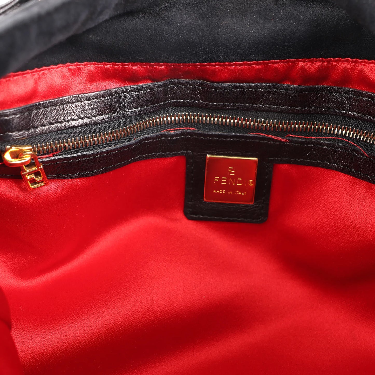 FENDI Suede x Leather Shoulder bag in Black