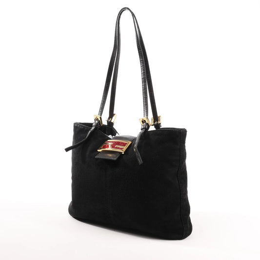 FENDI Suede x Leather Shoulder bag in Black