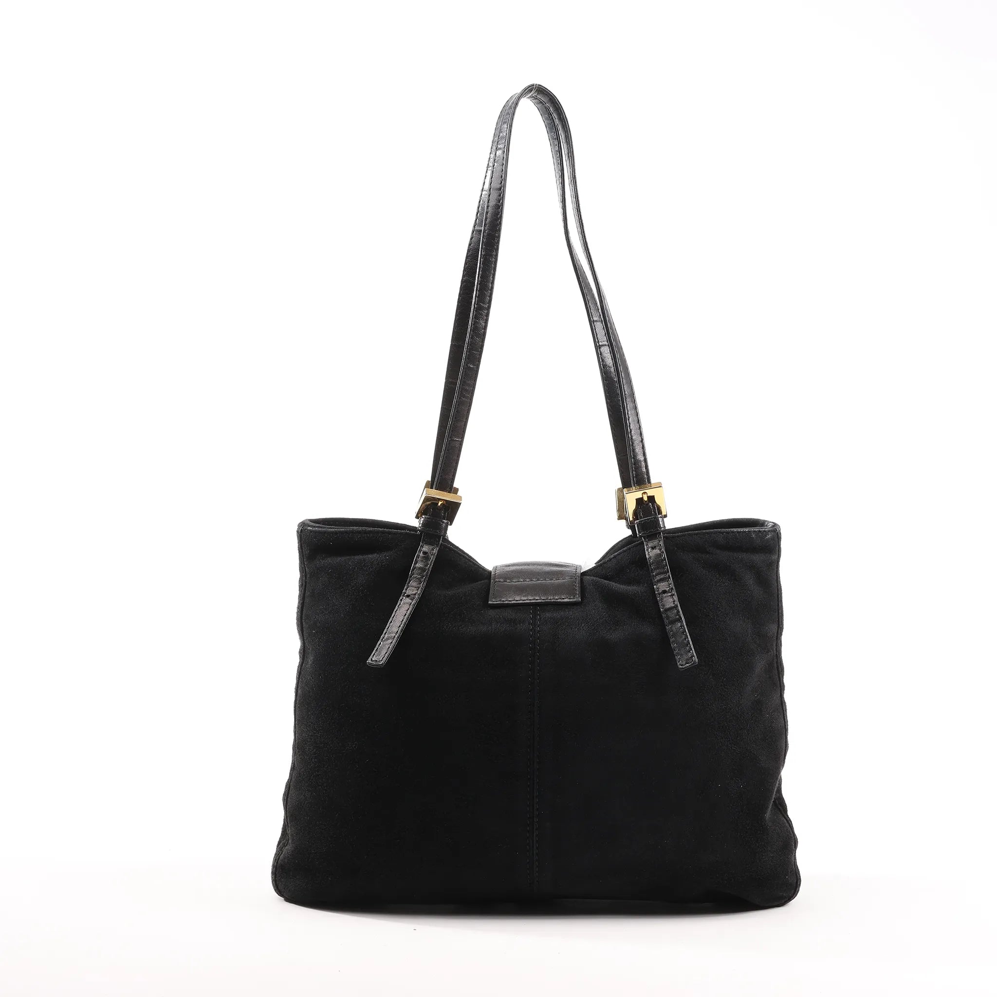 FENDI Suede x Leather Shoulder bag in Black