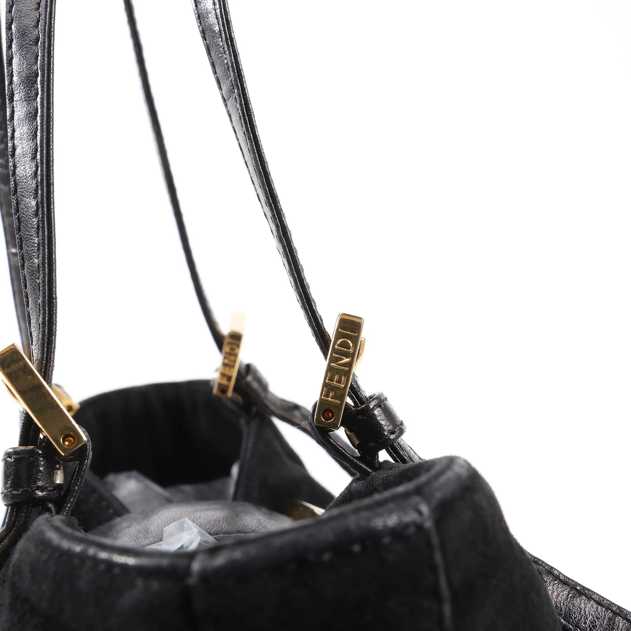 FENDI Suede x Leather Shoulder bag in Black