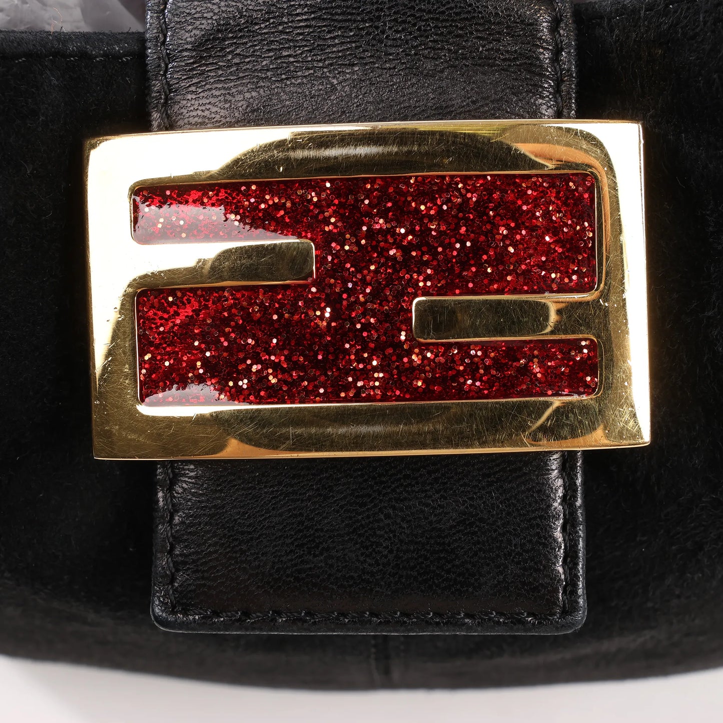 FENDI Suede x Leather Shoulder bag in Black