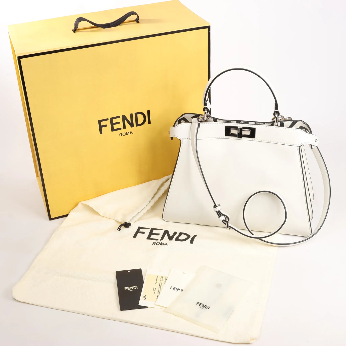 Fendi x Marc Jacobs Peekaboo ICU Co., Ltd. Medium Leather 2Way Handbag in White 8BN321