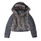 Fendi Wool-Blend Puffer Jacket with Fur Trim, Size 40 IT
