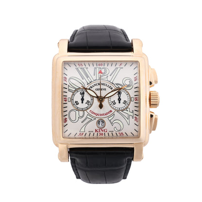Franck Muller Conquistador Cortez 10000 H CC Leder x RS AT Uhr mit silbernem Zifferblatt