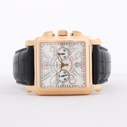 Franck Muller Conquistador Cortez 10000 H CC Leder x RS AT Uhr mit silbernem Zifferblatt