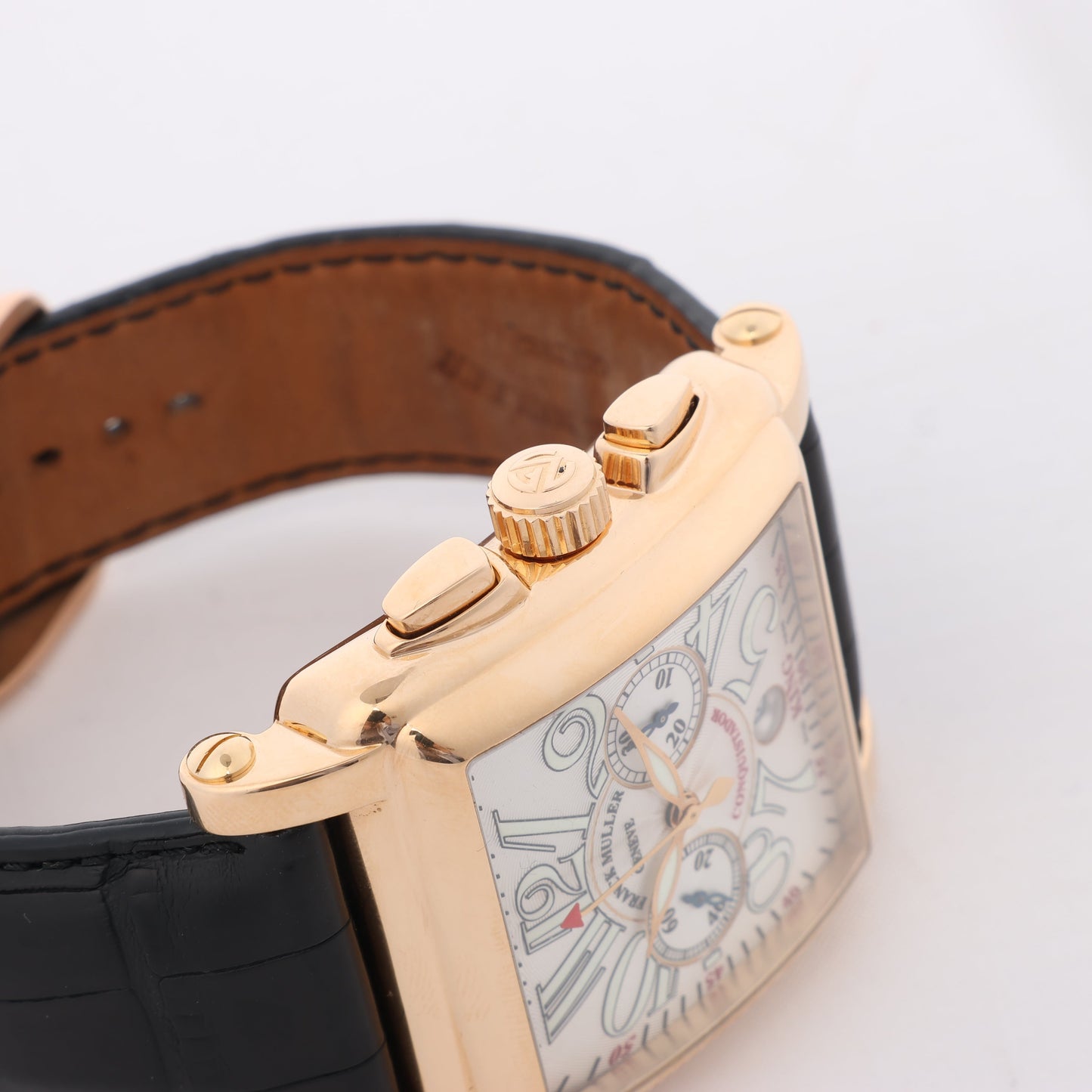 Franck Muller Conquistador Cortez 10000 H CC Leder x RS AT Uhr mit silbernem Zifferblatt