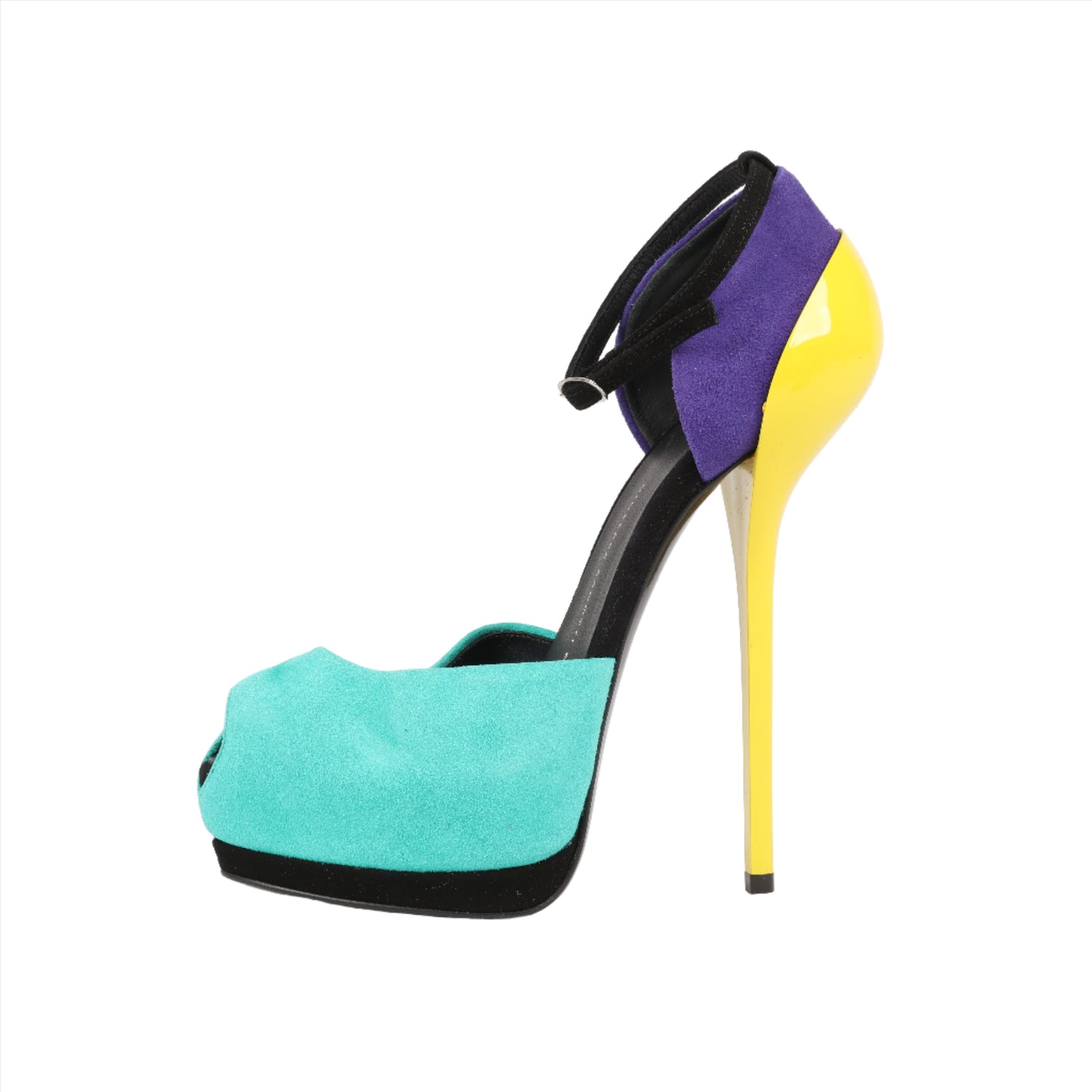 GIUSEPPE ZANNOTTI Suede Colorblock Pattern D'Orsay Pumps