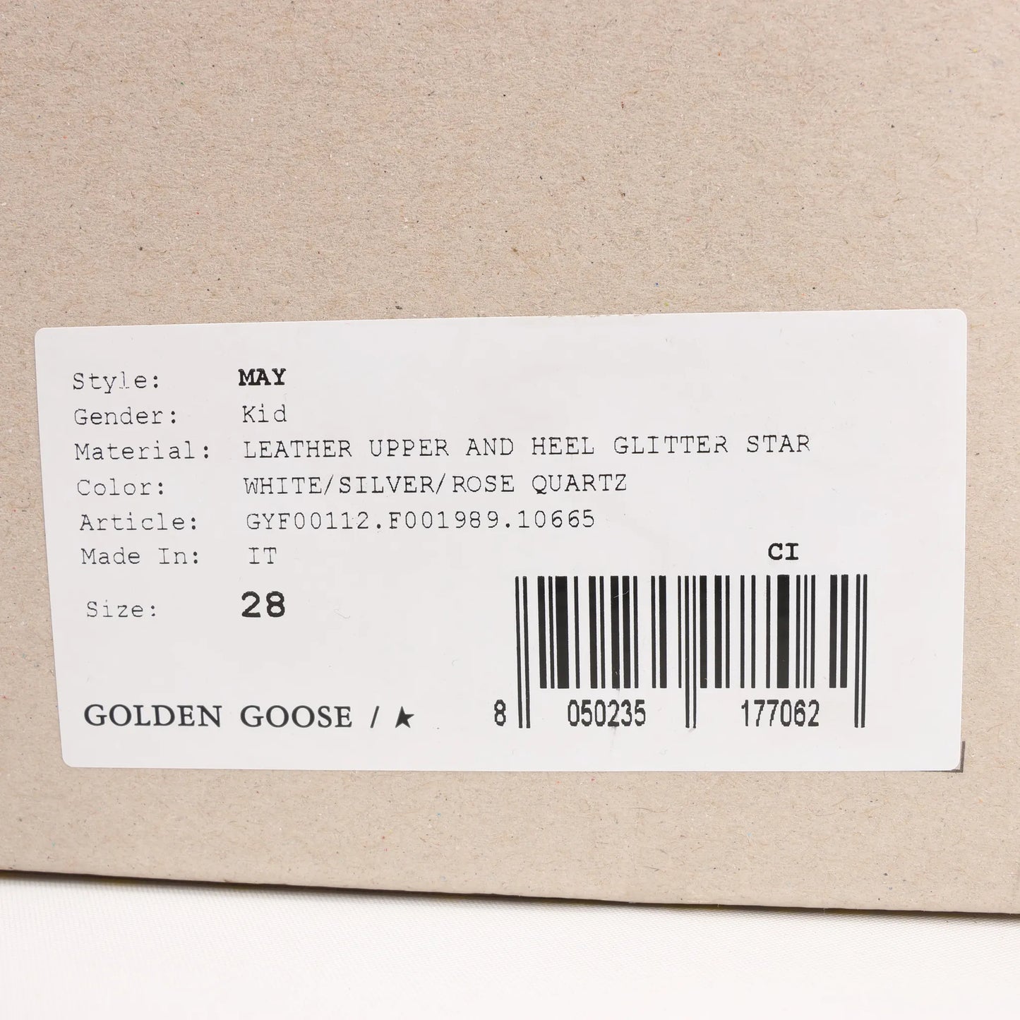 Golden Goose Glitter Star Kids Sneakers in White x Pink, Size 28 EU