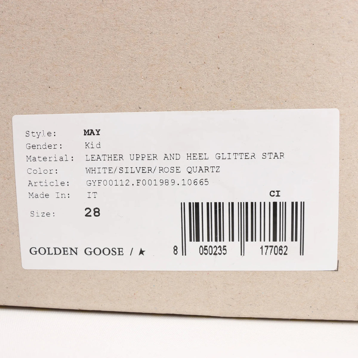 Golden Goose Glitter Star Kids Sneakers in White x Pink, Size 28 EU