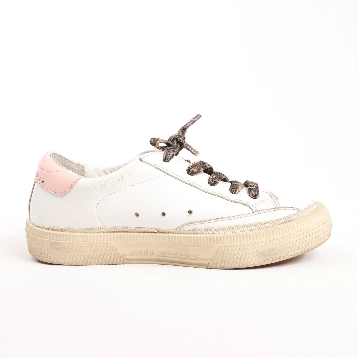 Golden Goose Glitter Star Kids Sneakers in White x Pink, Size 28 EU