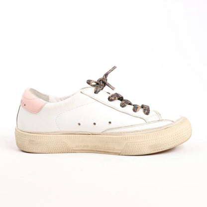 Golden Goose Glitter Star Kids Sneakers in White x Pink, Size 28 EU