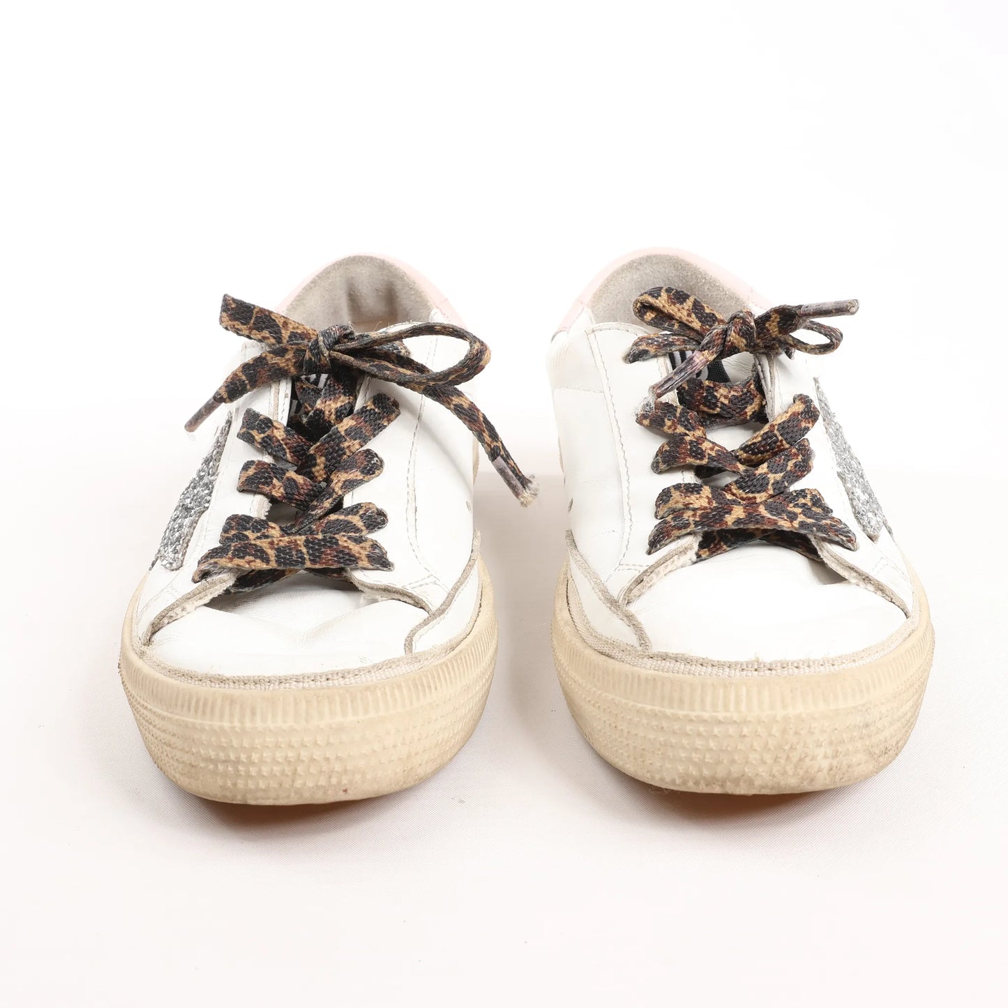 Golden Goose Glitter Star Kids Sneakers in White x Pink, Size 28 EU