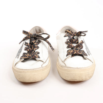 Golden Goose Glitter Star Kids Sneakers in White x Pink, Size 28 EU