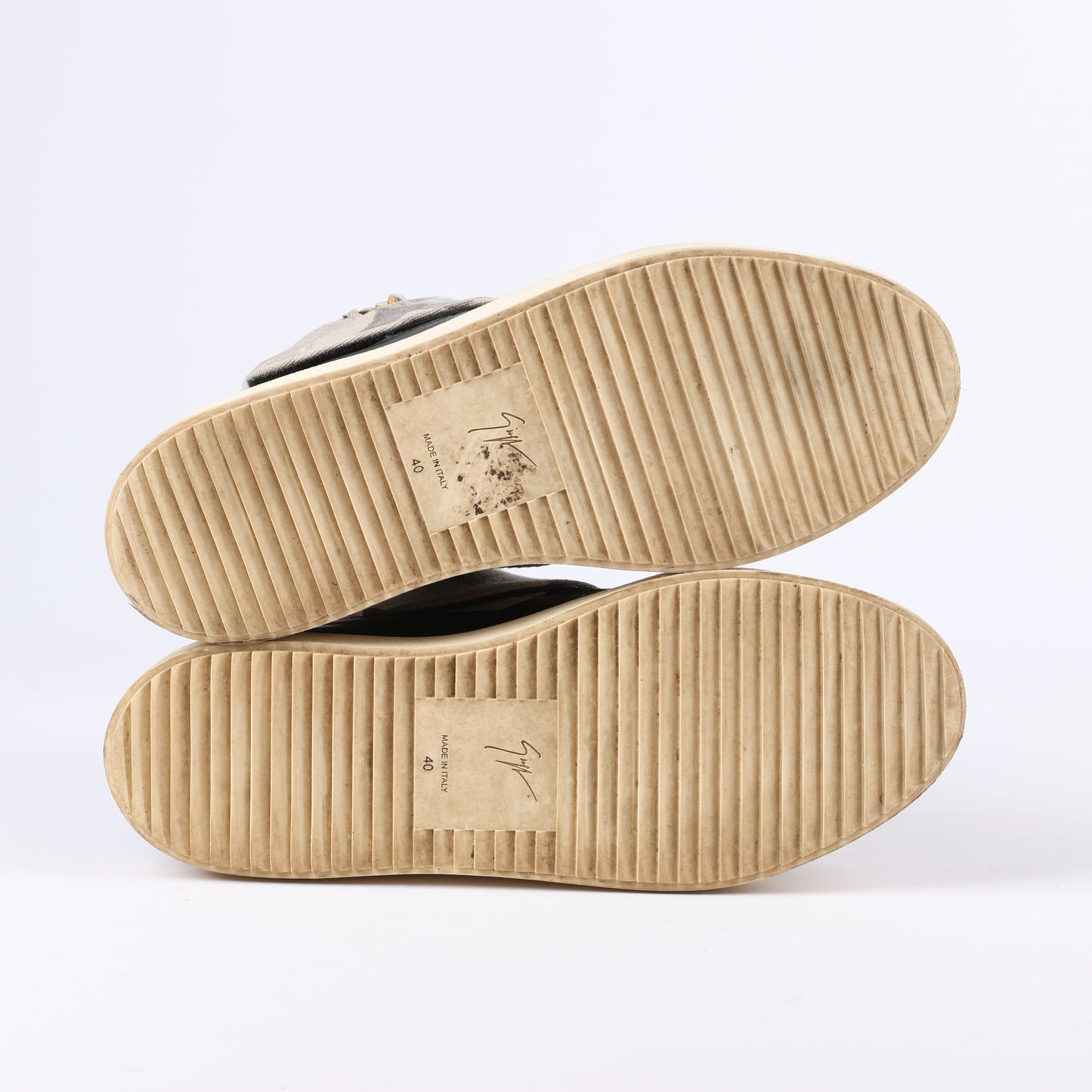 Giuseppe Zanotti High-top Sneakers Camouflage x Leather in Black, Size 40 EU