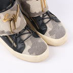 Giuseppe Zanotti High-top Sneakers Camouflage x Leather in Black, Size 40 EU