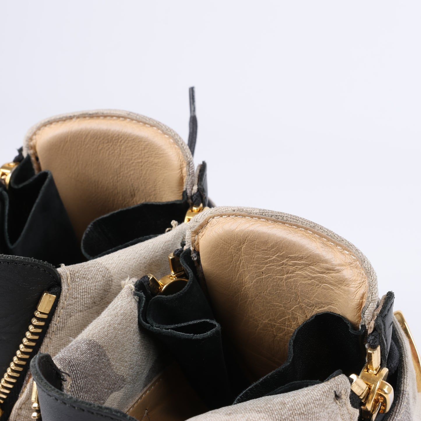 Giuseppe Zanotti High-top Sneakers Camouflage x Leather in Black, Size 40 EU