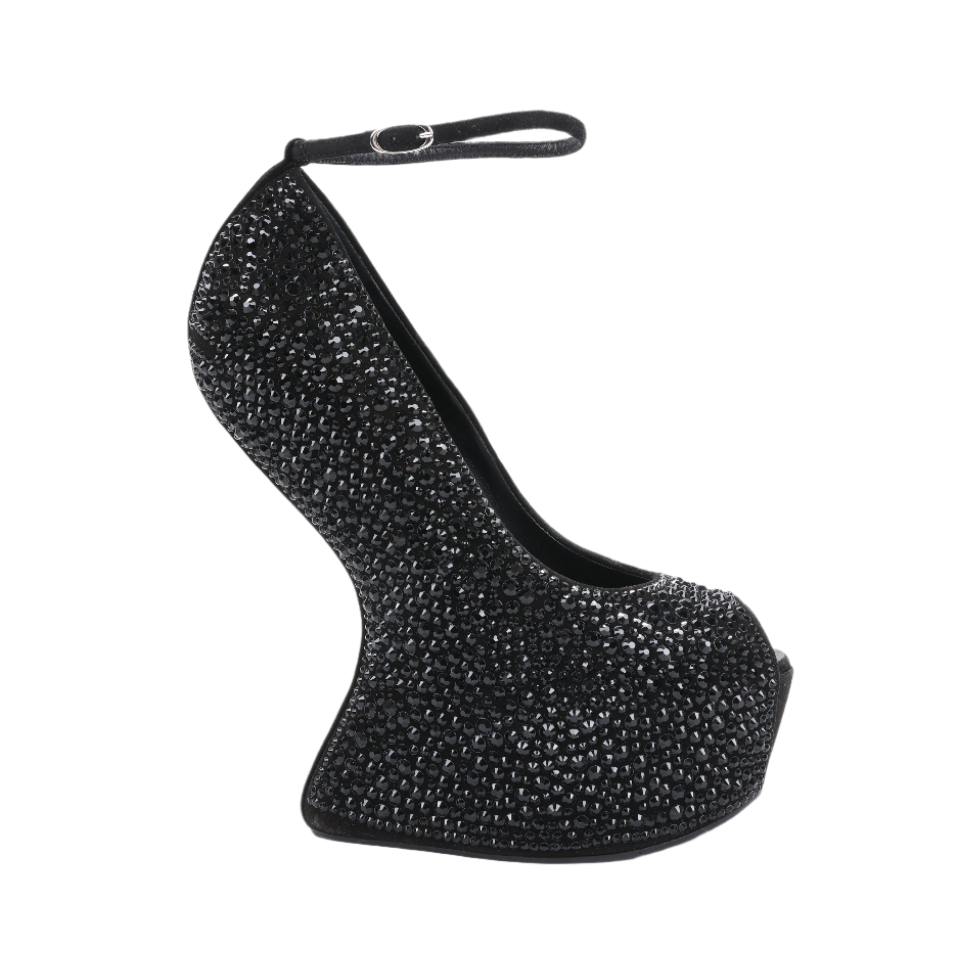Giuseppe Zanotti Swarovski Crystal No-Heel Platform Wedges - Size 38 EU
