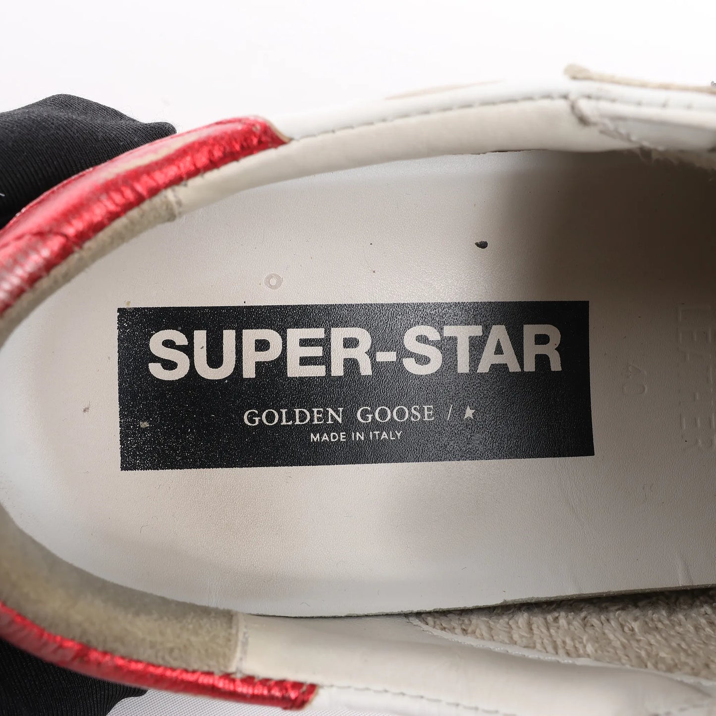 Golden Goose Super-Star Leather Sneakers in White/Red, Size 40 EU