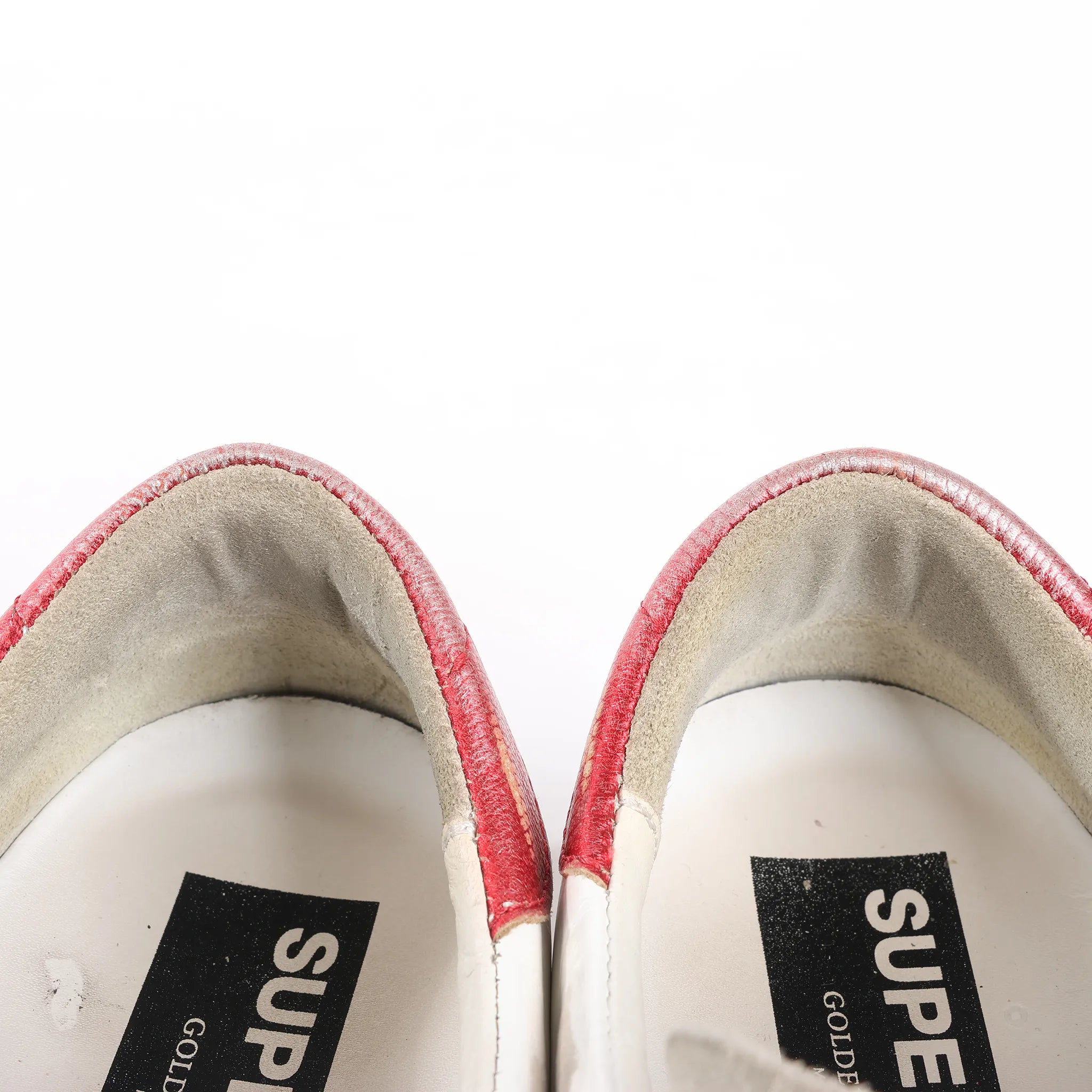 Golden Goose Super-Star Leather Sneakers in White/Red, Size 40 EU