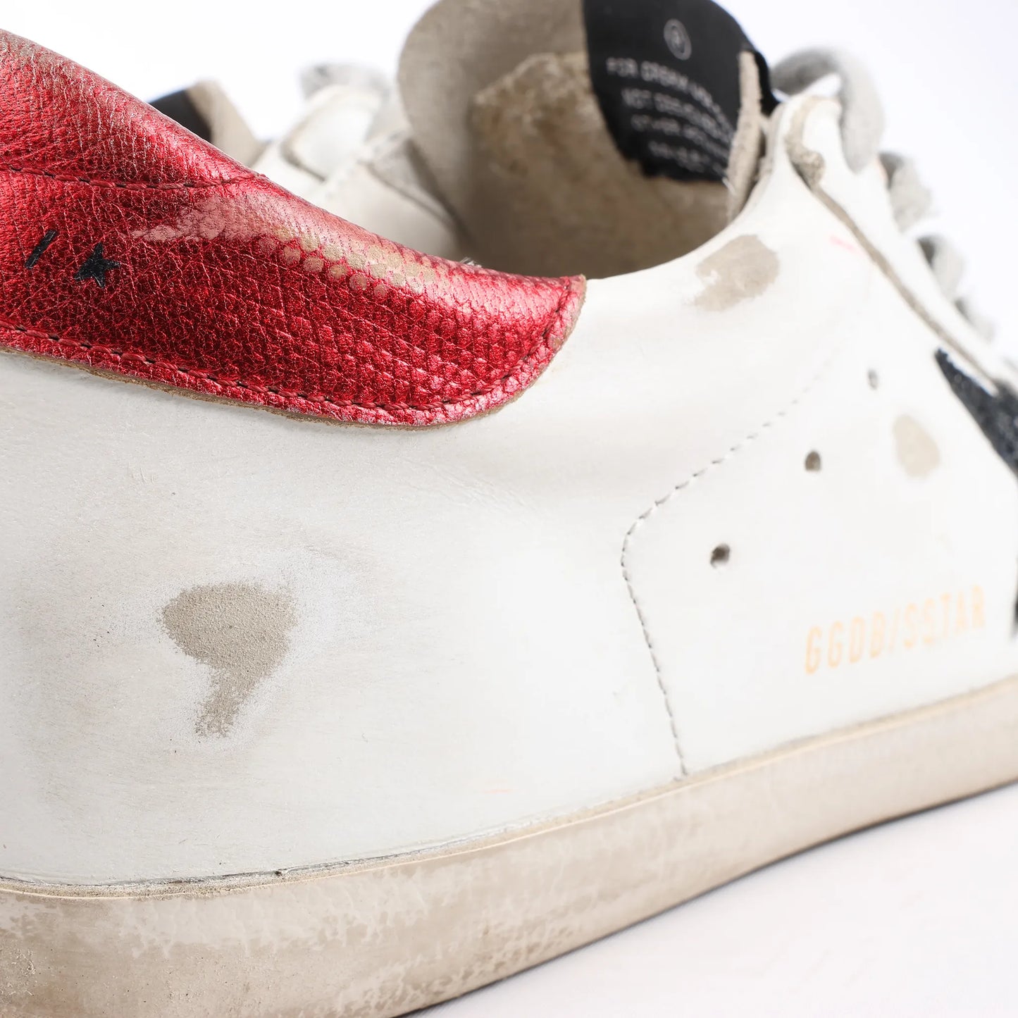 Golden Goose Super-Star Leather Sneakers in White/Red, Size 40 EU