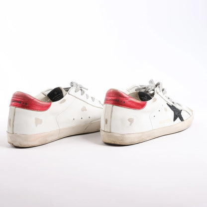 Golden Goose Super-Star Leather Sneakers in White/Red, Size 40 EU