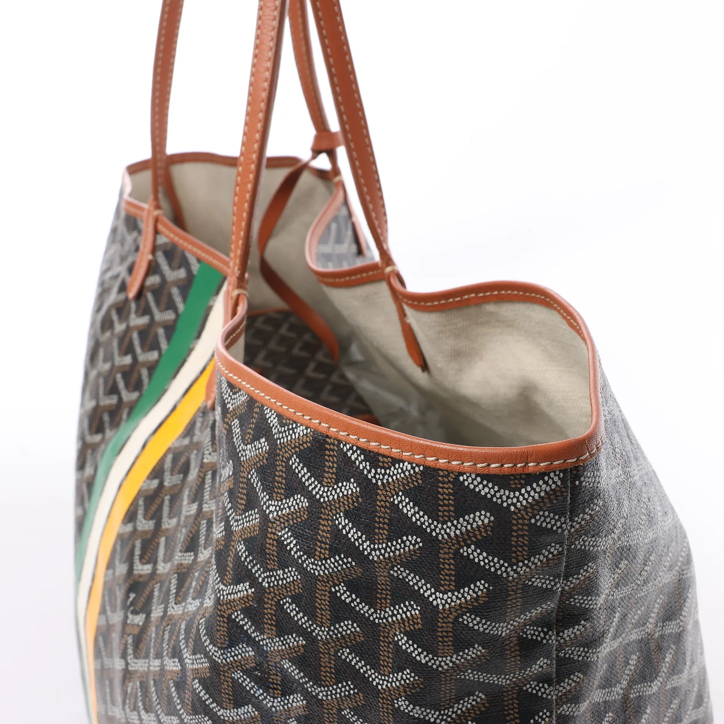 Sac bandoulière Goyard Saint Louis GM en PVC et cuir marron