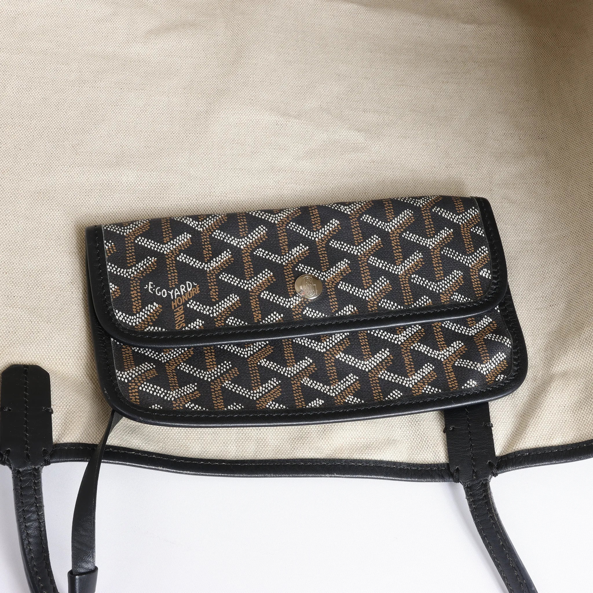 Goyard Saint Louis MM PVC & Leather Shoulder Bag in Black