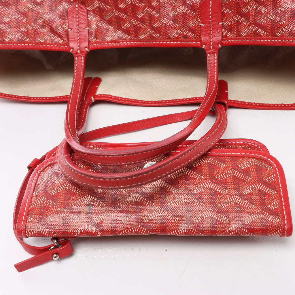 Goyard Saint Louis PM PVC & Leather Tote Shoulder Bag in Red