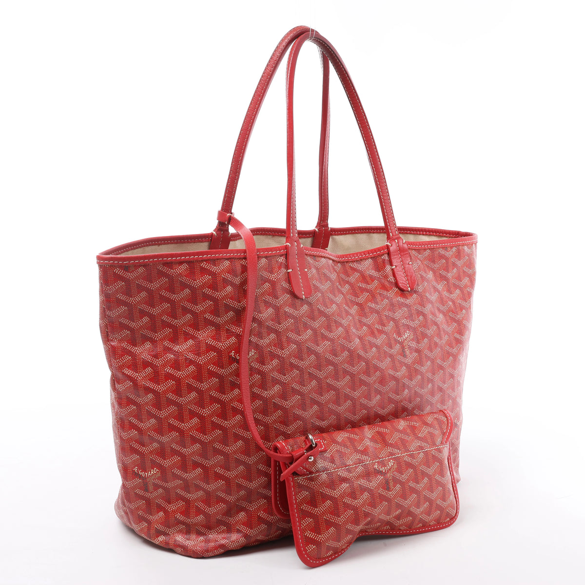 Goyard Saint Louis PM PVC & Leather Tote Shoulder Bag in Red