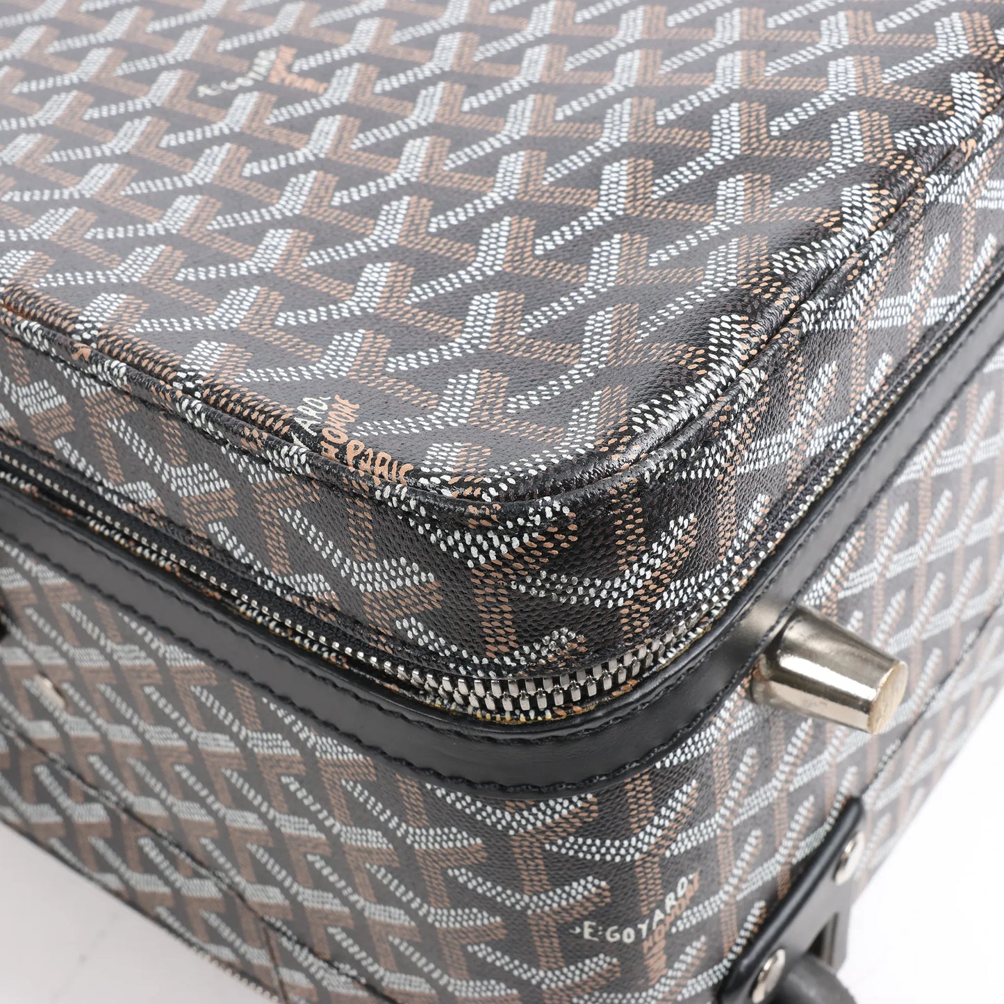 Goyard Trolle PM PVC x Leather Travel Bag in Brown