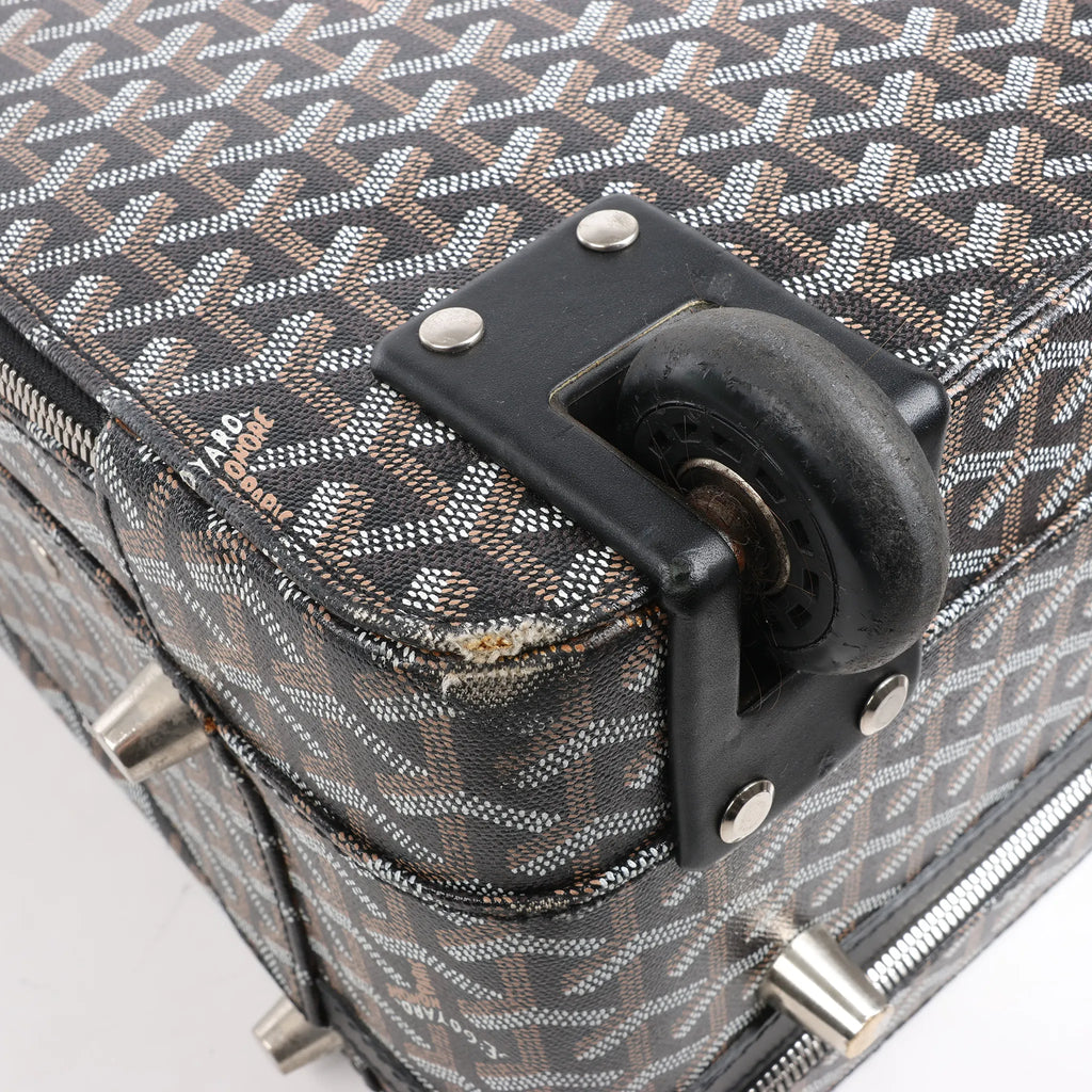 Goyard Trolle PM PVC x Leather Travel Bag in Brown