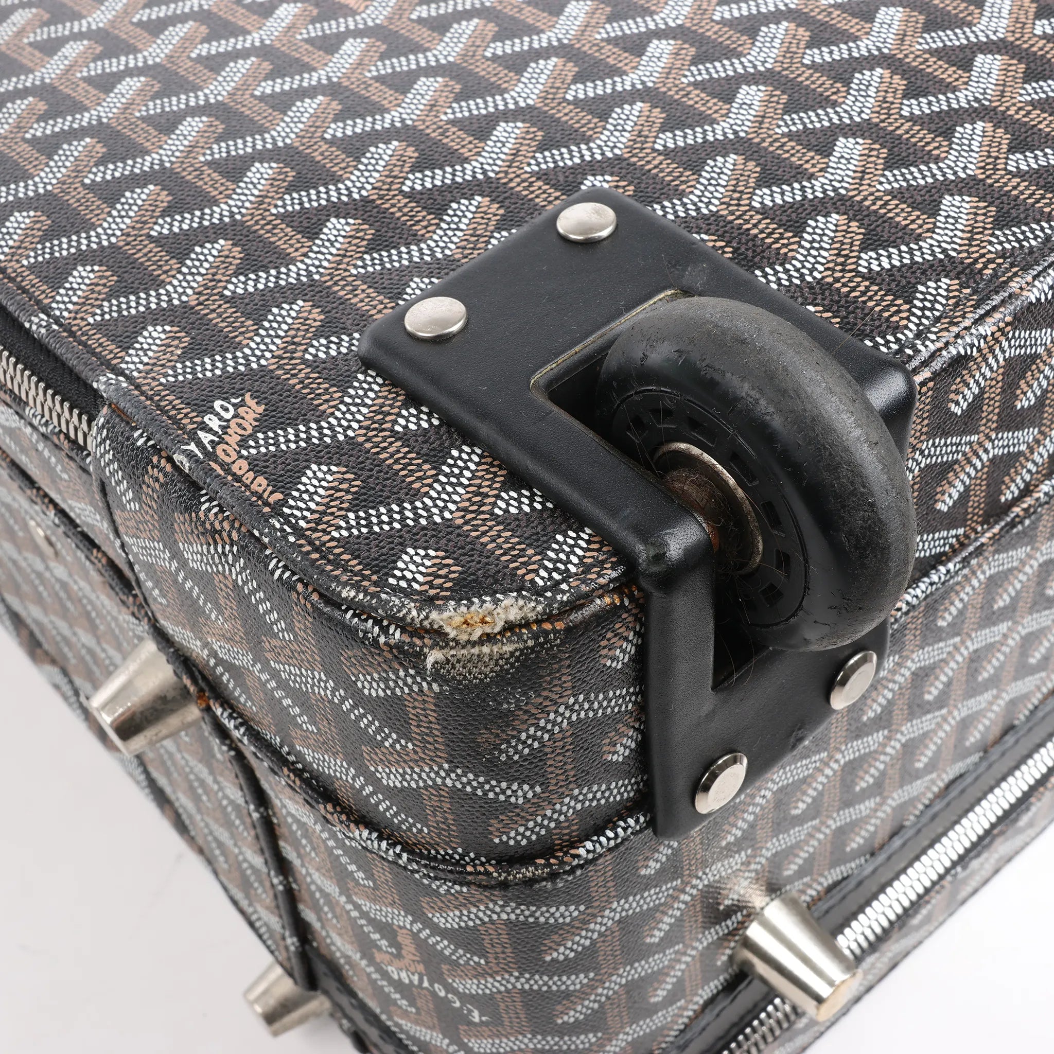 Goyard Trolle PM PVC x Leather Travel Bag in Brown