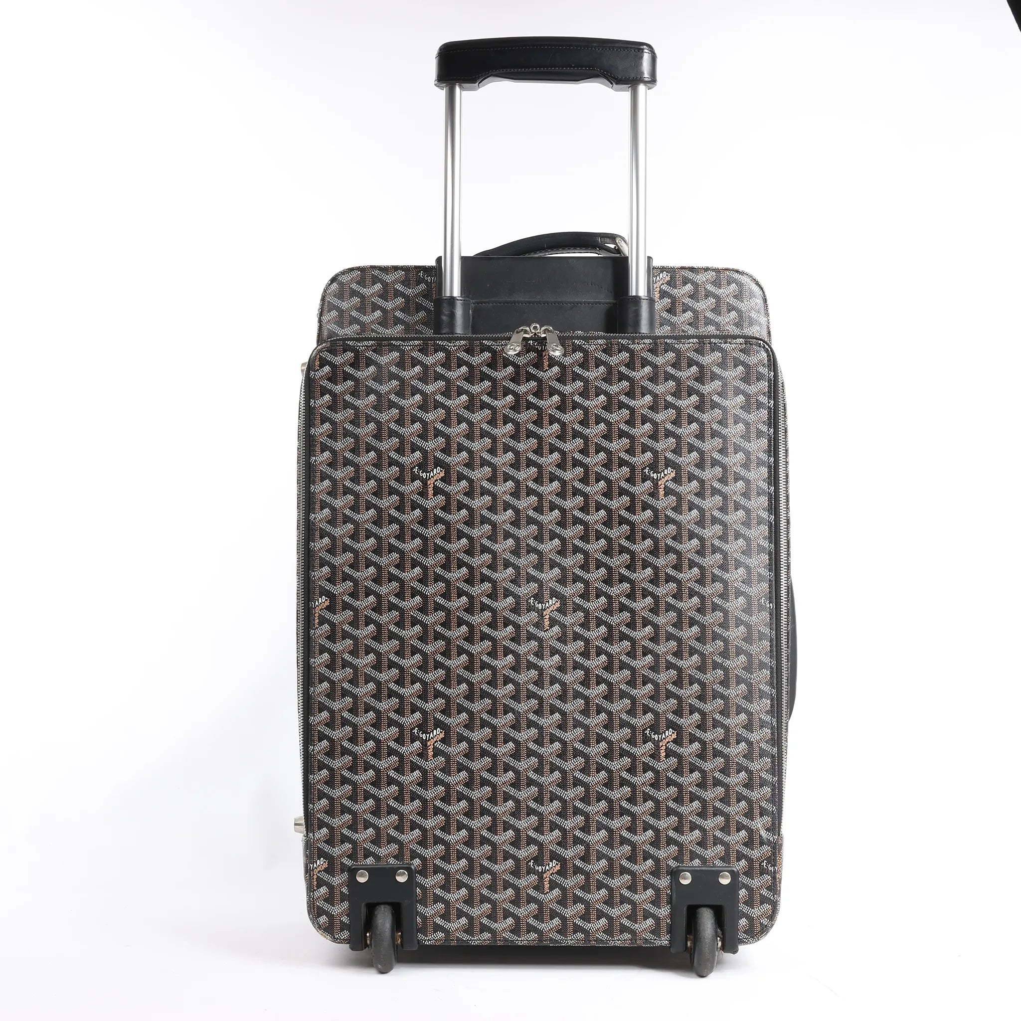 Goyard Trolle PM PVC x Leather Travel Bag in Brown