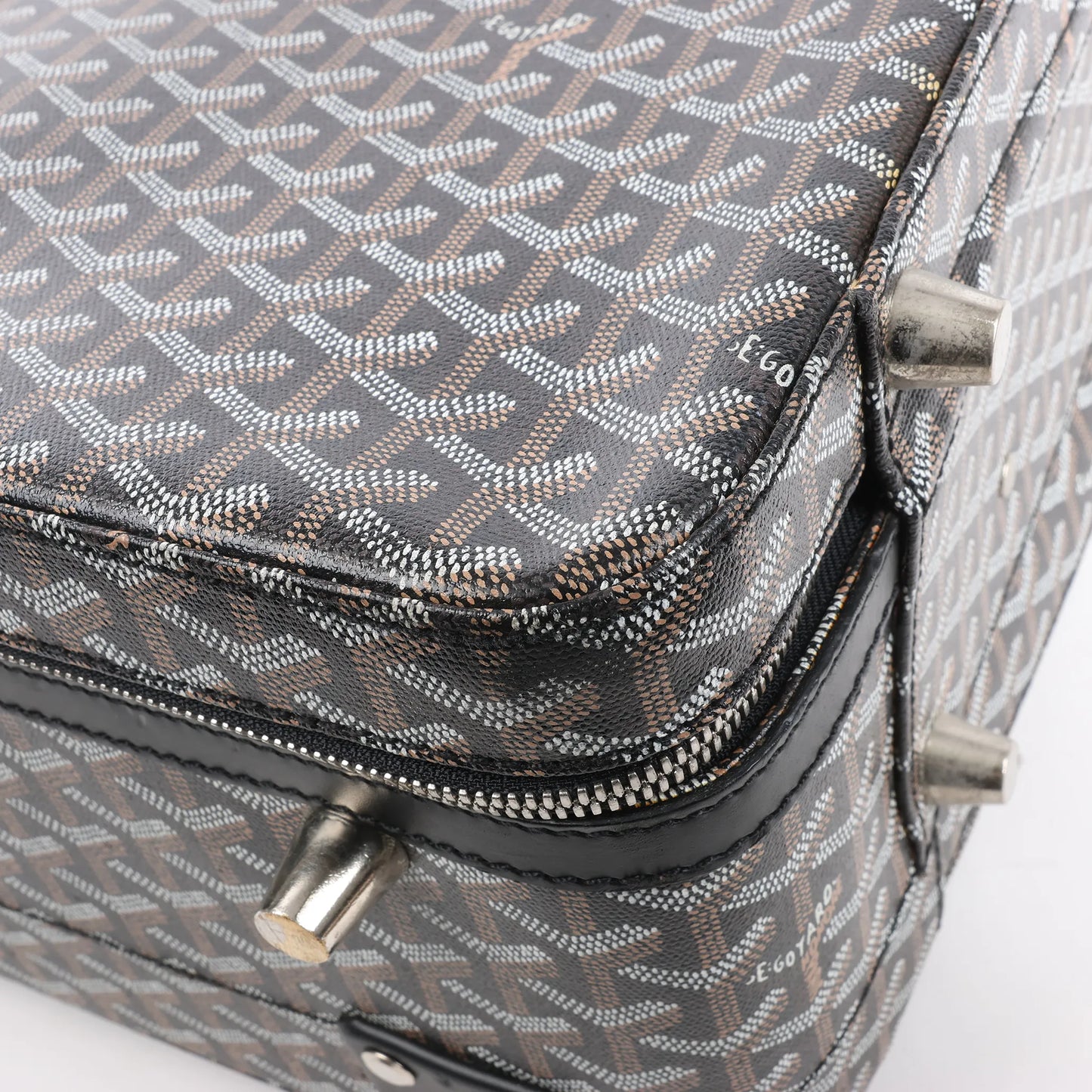Goyard Trolle PM PVC x Leather Travel Bag in Brown