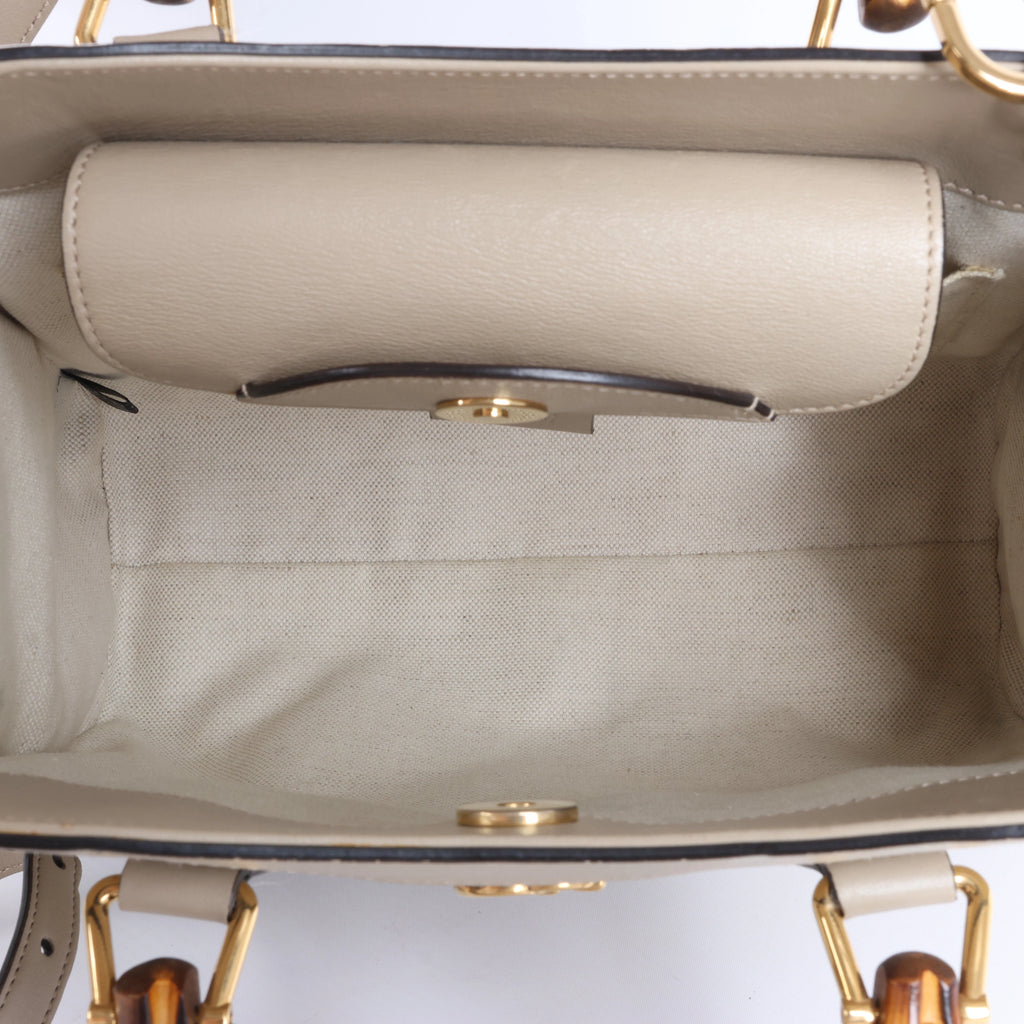 Gucci Bamboo Diana Leather 2 Way Handbag in Beige