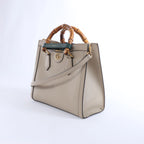 Gucci Bamboo Diana Leather 2 Way Handbag in Beige